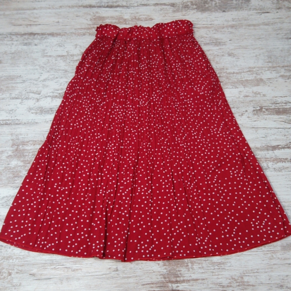 Trendy Chic Polka-dot Pleated Ruffly Flowy Skirt